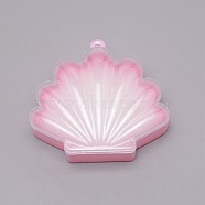 Plastic Ring Box, Jewelry Box, Shell Shaped, Pink, 8x9.05x3.3cm, Hole: 4mm, Inner Diameter: 6.9x8.8cm(CON-WH0085-22)