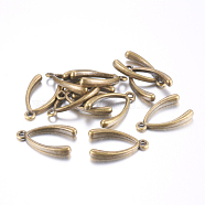 Tibetan Style Alloy Wish Bone Lucky Pendants, Lead Free and Cadmium Free, Antique Bronze, 24x15x4mm, Hole: 2mm(EA13614Y-AB)