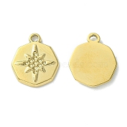 304 Stainless Steel Pendant Rhinestone Settings, Polygon with Star, Real 14K Gold Plated, Fit for 0.8mm Rhinestone, 12x10x1.5mm, Hole: 1.2mm(STAS-L269-067G)