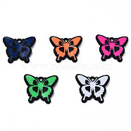 Spray Painted Alloy Enamel Pendants, Cadmium Free & Lead Free, Butterfly, Mixed Color, 18x20x2mm, Hole: 1.6mm(ENAM-N060-02)