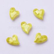 Acrylic Pendants, Imitation Pearl, Heart, Faceted, Yellow, 11x9x4mm, Hole: 0.5mm(MACR-P120-11mm-P25)