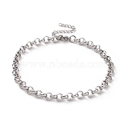 304 Stainless Steel Rolo Chain Bracelet for Men Women, Stainless Steel Color, 9-3/8 inch(23.8cm), Link: 6x2mm(BJEW-E031-06P-01)