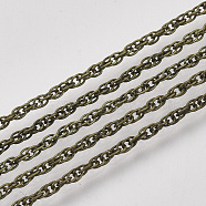 Soldered Brass Covered Iron Rope Chains, with Spool, Antique Bronze, 3x2.5x0.3mm, about 328.08 Feet(100m)/roll(CH-S125-07B-AB)