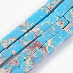 Synthetic Imperial Jasper Bead Strands, Dyed, Cuboid, Light Sky Blue, 12~13.5x4~4.5mm, Hole: 0.8mm, about 29pcs/strand, 14.96 inch~15.19 inch(38~38.6cm)(G-E508-02E)