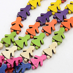 Natural Magnesite Beads Strands, Dyed, Girl, Mixed Color, 23x16x5mm, Hole: 1mm, about 18pcs/strand, 15.35 inch(TURQ-G140-16)