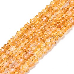 Handmade Millefiori Glass Bead Strands, Flower, Orange, 5.5~8x2.5mm, Hole: 1mm, about 64~67pcs/strand, 15.75 inch~16.34 inch(40~41.5cm)(LAMP-J035-6mm-58)