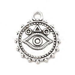 Tibetan Style Alloy Pendant Rhinestone Settings, Round with Eyes, Antique Silver, Fit For 1.7mm Rhinestone, 21x18x1.5mm, Hole: 2.5mm, about 476pcs/1000g(PALLOY-M198-22AS)