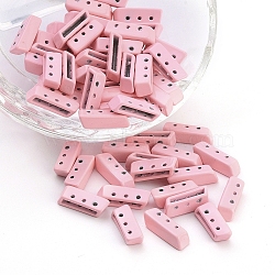 Spray Painted Alloy Multi-Strand Links, For Tile Elastic Bracelets Making, Rectangle, Pink, 5x14x4mm, Hole: 1mm(PALLOY-G268-H-011)