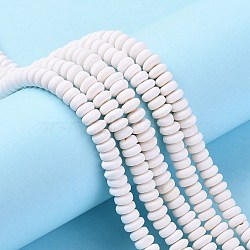 Handmade Polymer Clay Beads Strands, for DIY Jewelry Crafts Supplies, Flat Round, Creamy White, 6~7x3mm, Hole: 1.5mm, about 113~116pcs/strand, 15.55 inch~16.14 inch(39.5~41cm)(CLAY-N008-008E)