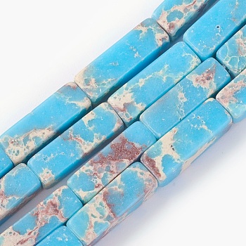 Synthetic Imperial Jasper Bead Strands, Dyed, Cuboid, Light Sky Blue, 12~13.5x4~4.5mm, Hole: 0.8mm, about 29pcs/strand, 14.96 inch~15.19 inch(38~38.6cm)