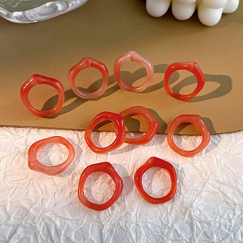 Resin Rings, Jwewly for Unisex, Nuggest, Red, Inner Diameter: 18mm, 10pcs/set