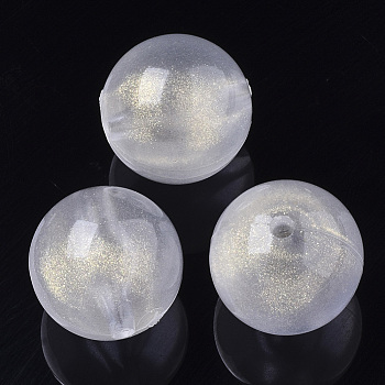 Transparent Acrylic Beads, Glitter Beads, Round, Clear, 20mm, Hole: 3mm, about 110pcs/500g