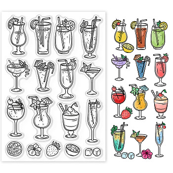 PVC Plastic Stamps, for DIY Scrapbooking, Photo Album Decorative, Cards Making, Stamp Sheets, Drink Pattern, 160x110x3mm