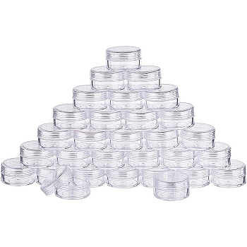 Column Plastic Bead Containers, Clear, 39x22mm, 30pcs/set