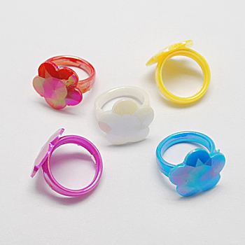 Valentine Day Gifts for Kids Acrylic Rings for Kids, AB Color, Mixed Color, US Size 3(14mm)