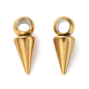 Ion Plating(IP) 304 Stainless Steel Pendants, Cone Charm, Real 18K Gold Plated, 16x6mm, Hole: 3.2mm