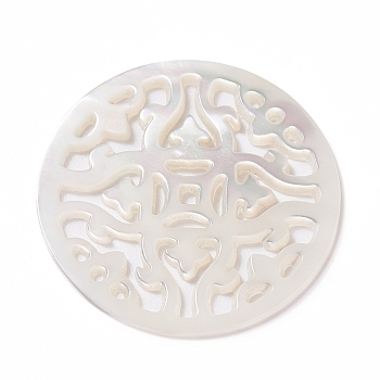 Natural Trochus Shell Pendants, Flat Round, White, 28.6~29mm, Hole: 1.5mm