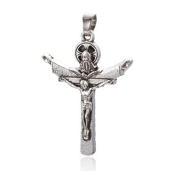 Tibetan Style Alloy Pendants, For Easter, Crucifix Cross, Antique Silver, 41x30x5mm, Hole: 5x6mm