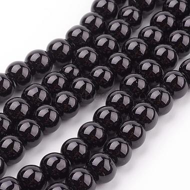 8mm Black Round Glass Pearl Beads