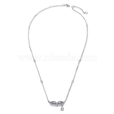 TINYSAND Masquerade Mask Design 925 Sterling Silver Cubic Zirconia Pendant Necklaces(TS-N326-S)-2