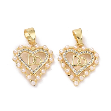 Real 18K Gold Plated Clear Heart Brass+Cubic Zirconia Pendants