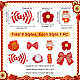 Chinese New Year Bowknot Flower Cloth Alligator Hair Clips Set(OHAR-WH0021-31B)-2