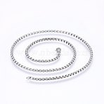 Non-Tarnish 304 Stainless Steel Box Chain Necklaces, with Lobster Claw Clasps, Stainless Steel Color, 19.7 inch(50cm), 3.5mm(NJEW-F227-09P-10)