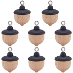 8Pcs Wood Pendants, Pinecone Charms, with Iron Finding, Bisque, 28x19mm, Hole: 2.9x2.5mm(WOOD-SC0002-15)