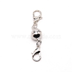 Alloy Magnetic Clasps, with Lobster Claw Clasps, Round, Platinum, 40mm(FIND-CJC0012-003P)