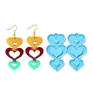 Valentine's Day Theme DIY Pendant Silicone Molds, for Earring Makings, Resin Casting Molds, For UV Resin, Epoxy Resin Jewelry Making, Heart, Deep Sky Blue, 71x75x4mm, Hole: 3mm(DIY-C009-02E)