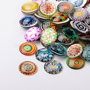 Mosaic Printed Glass Half Round/Dome Cabochons, Mixed Color, 10x4mm(X-GGLA-N004-10mm-G)
