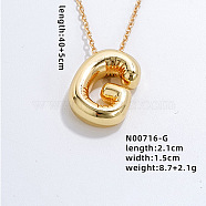 Stainless Steel Party Balloon Letter Pendant Cable Chain Necklaces for Women, Golden, Letter G, 15.75 inch(40cm)(YF1942-7)