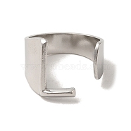 201 Stainless Steel Finger Rings, Letter L, Inner Diameter: 18mm(RJEW-H223-04P-L)