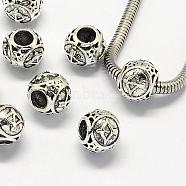 Alloy European Beads, Large Hole Rondelle Beads, with Constellation/Zodiac Sign, Antique Silver, Sagittarius, 10.5x9mm, Hole: 4.5mm(PALLOY-S082-09)