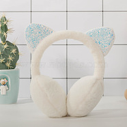 Wool Children's Headband Earwarmer, Car Ear Outdoor Winter Earmuffs, with Glitter Powder, Snow, 125mm(COHT-PW0001-44A)