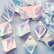 Transparent Acrylic Pendants, Laser Style, 3D Rhombus, Loops, Clear, 22x19.5x19.5mm, Hole: 1.6mm(KY-S163-194)