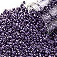 TOHO Round Seed Beads, Japanese Seed Beads, Frosted, (567F) Purple Galvanized Matte, 11/0, 2.2mm, Hole: 0.8mm, about 50000pcs/pound(SEED-TR11-0567F)
