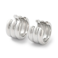 Grooved Brass Cuff Earrings, Non Piercing Earrings, Platinum, 13x9.5mm(EJEW-D088-14P)