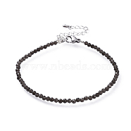 Natural Obsidian Bead Bracelets, with 304 Stainless Steel Lobster Claw Clasps and Brass Extender Chains, Faceted, 7-1/4 inch(18.5cm)(BJEW-JB04555-07)