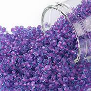 TOHO Round Seed Beads, Japanese Seed Beads, (252FM) Purple Lined Aqua Matte, 11/0, 2.2mm, Hole: 0.8mm, about 3000pcs/10g(X-SEED-TR11-0252FM)