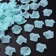 Transparent Acrylic Beads, Frosted, Petal, Cyan, 15x14.5x5mm, Hole: 2mm, about 1700pcs/500g(MACR-S373-106-D04)