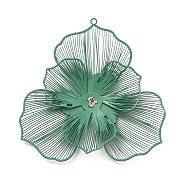 Spray Printed 430 Stainless Steel Big Pendants, Etched Metal Embellishments, Flower Charm, Sea Green, 50x49.5x8mm, Hole: 1.5mm(STAS-P359-02E)