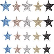 Nbeads 20Pcs 10 Style Rhinestone Star Cloth Iron On/Sew On Patches, Costume Accessories, Appliques, Mixed Color, 2pcs/style(DIY-NB0006-05)