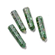 Natural Imperial Jasper Chips Beads, Healing Stones, Reiki Energy Balancing Meditation Therapy Wand, with Transparent Resin, No Hole/Undrilled, Dyed, Faceted Bullet Shape, 42.5x11x10mm(G-E185-09)