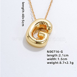 Stainless Steel Party Balloon Letter Pendant Cable Chain Necklaces for Women, Golden, Letter G, 15.75 inch(40cm)(YF1942-7)