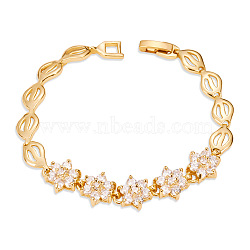 SHEGRACE Vogue Design Real 18K Gold Plated Brass Bracelet, Christmas, with Micro Pave AAA Cubic Zirconia Snowflake, Golden, 175mm(JB56A)
