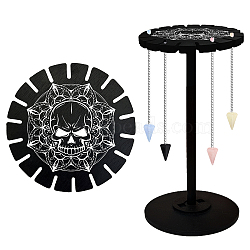 Wooden Wheel, Wooden Display Shelf, Black Holder Stand, Rustic Divination Pendulum Storage Rack, Witch Stuff, Skull, Wheel: 120x8mm, 2pcs, Studdle: 288x12mm, 1pc(DJEW-WH0046-072)