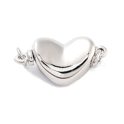 925 Sterling Silver Box Clasps, Heart, Real Platinum Plated, 8.5x17x5mm(STER-H111-07A-P)