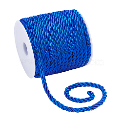 ELITE 3-Ply Polyester Braided Cord, Twisted Rope, for DIY Cord Jewelry Findings, Blue, 5mm, about 18m/roll(OCOR-PH0001-27B)