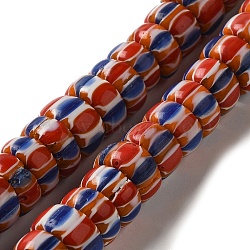 Handmade Lampwork Beads, Rondelle, Red, 7~11x7~9mm, Hole: 1.2mm, about 57~72pcs/strand, 24.02~24.41''(61~62cm)(LAMP-B023-06B-02)